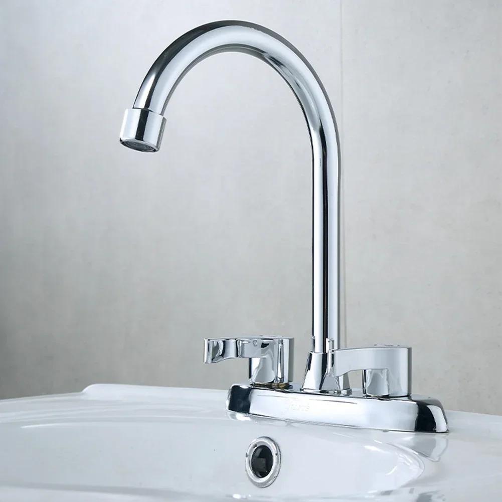 Bateria dwuotworowa mieszacz ciepłej i zimnej wody uchwyt montaż na blacie mosiężna bateria zlewozmywakowa do kuchni bateria umywalkowa łatwa instalacja