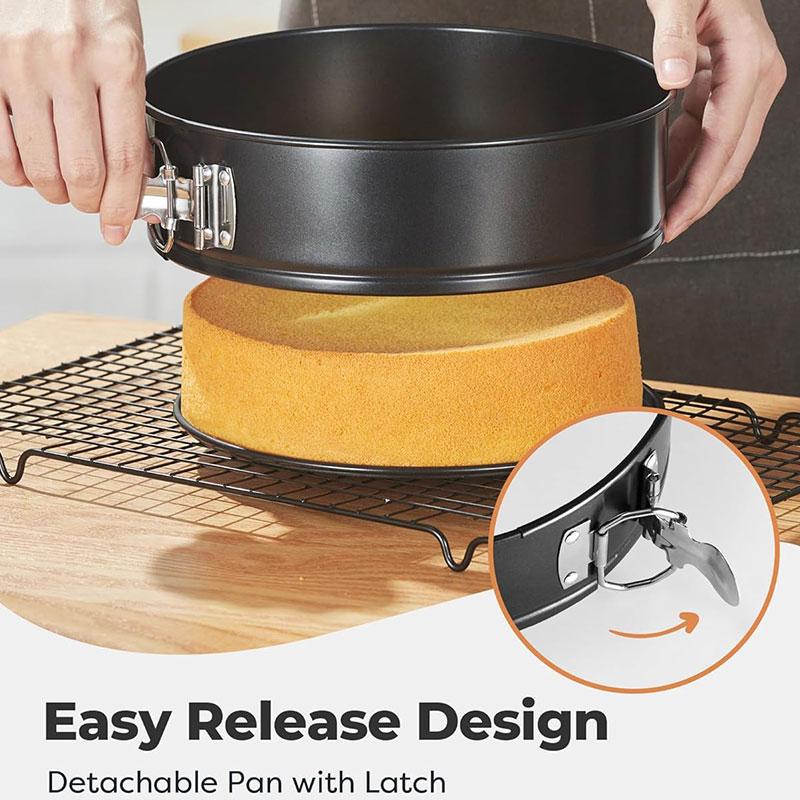 3Pack Professional Cheesecake Baking Molds Springform Pan Tin with Removable Bottom Nonstick Carbon Steel Cakes Mold Baking Tool
