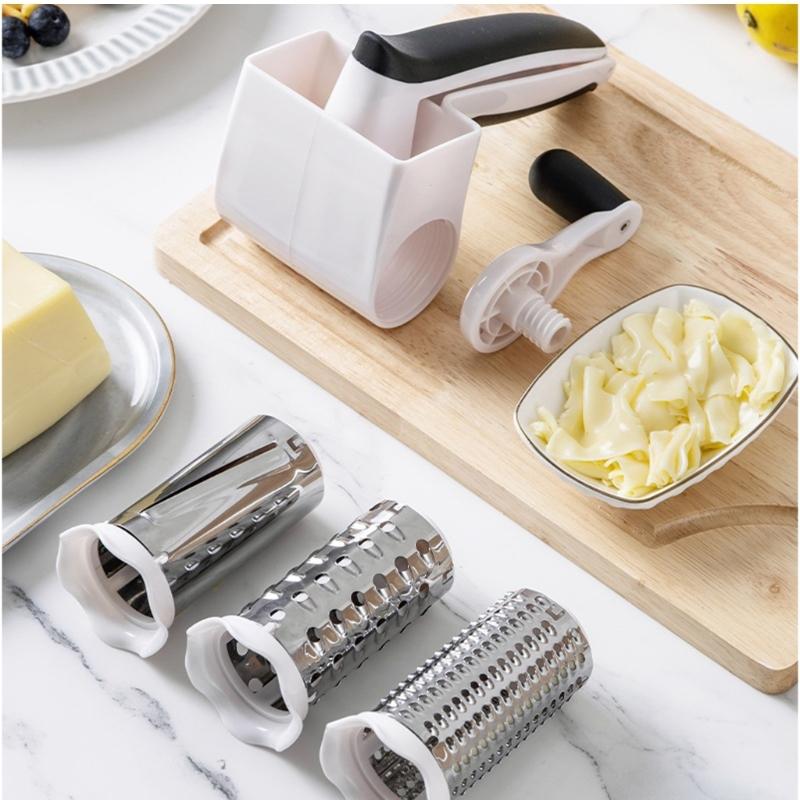 Rotary Cheese Grater Handheld Design with Comfortable Handle Grip for Easily Grating of Cheese and More