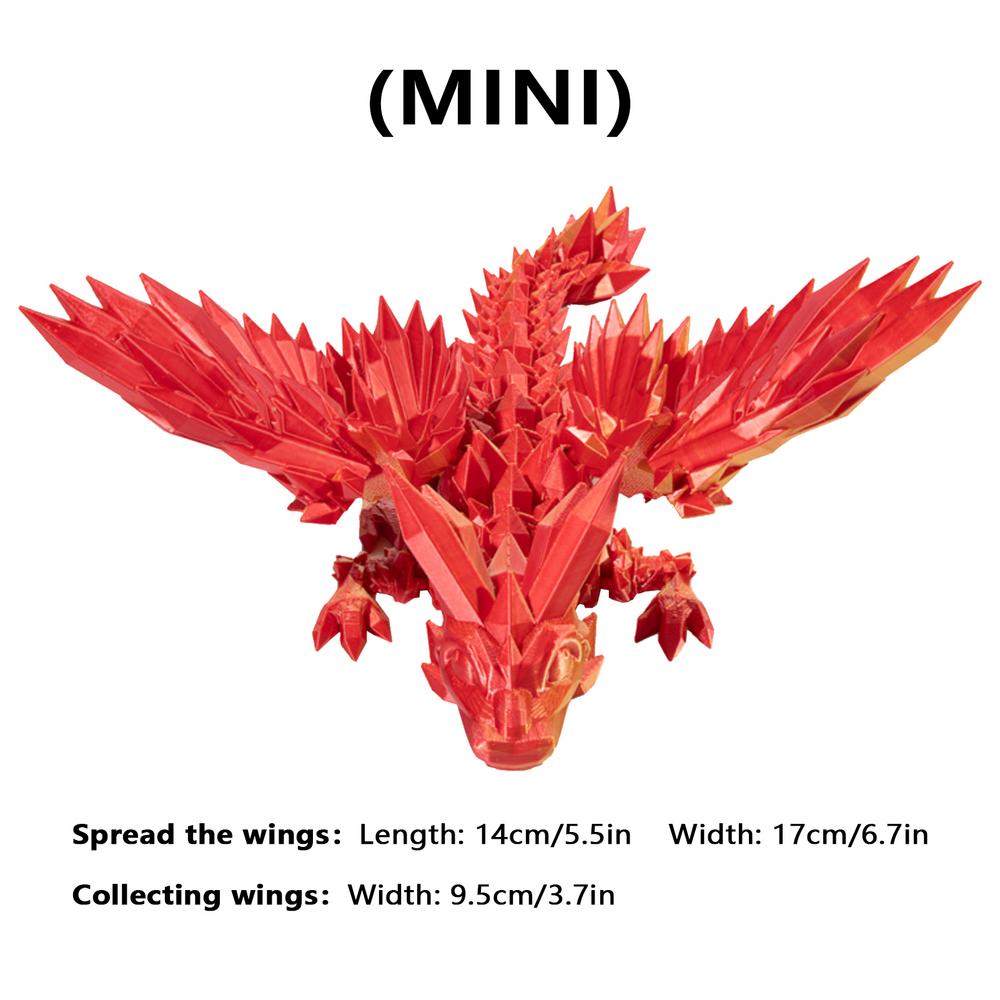 Kreatives Weihnachtsgeschenk 3D-gedruckte bewegliche Kristall-Drachen-Skulptur Mysteriöser Drache Spielzeug zum Zappeln Landschaftsdekoration