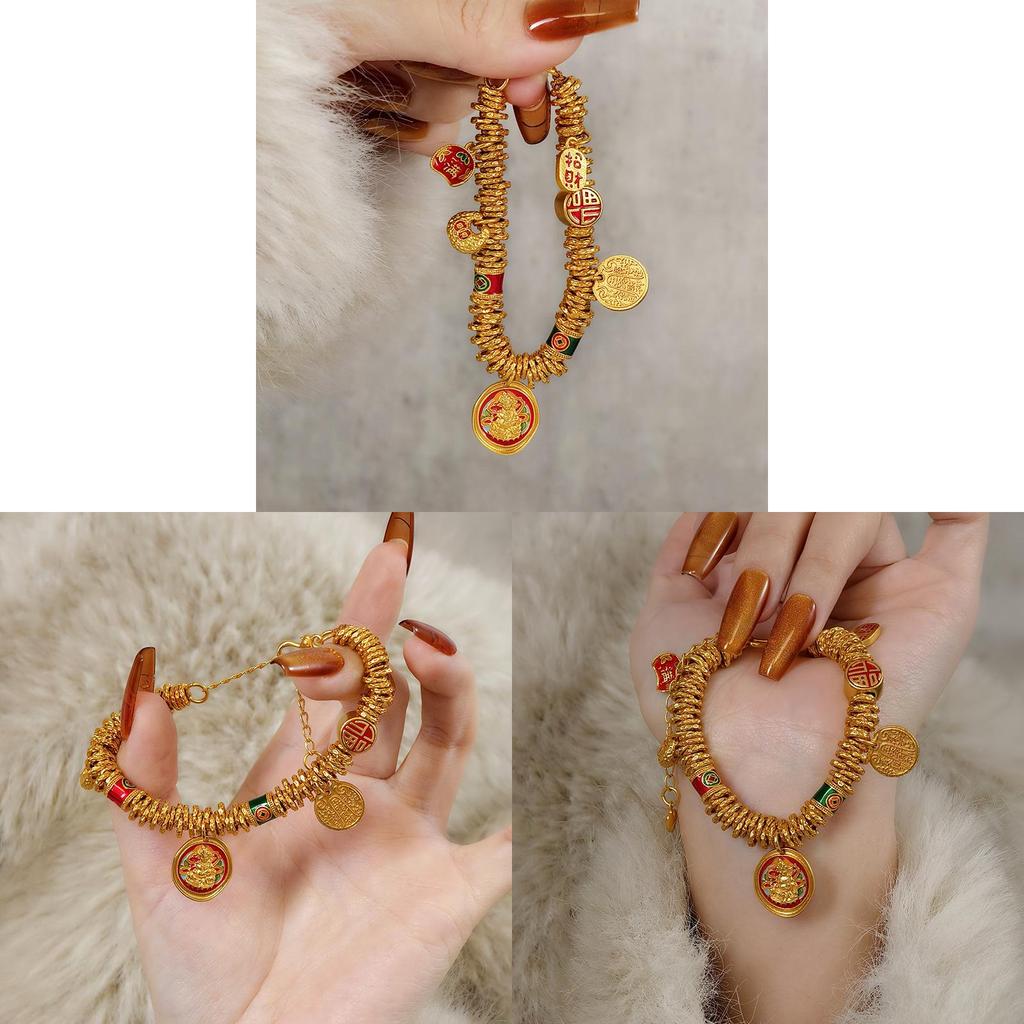 Traditional Copper Pendant Bracelet With Gold Plating For Women Gift Ethnic Style