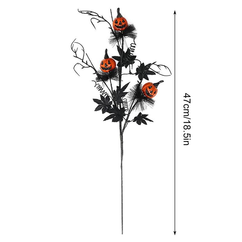 Halloween Branches Fake Twig with Pumpkin Flower Halloween Creepy Centerpieces Bouquet for Halloween Party Supply