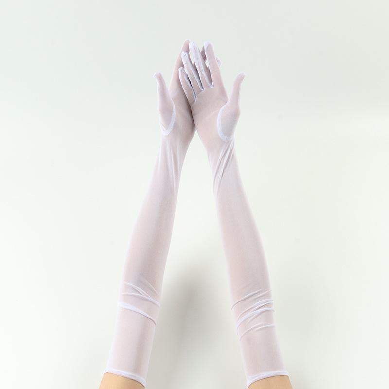 55cm Elastic Mesh Sun Protection Gloves for Women - Fashionable Evening Dress Accessory Set