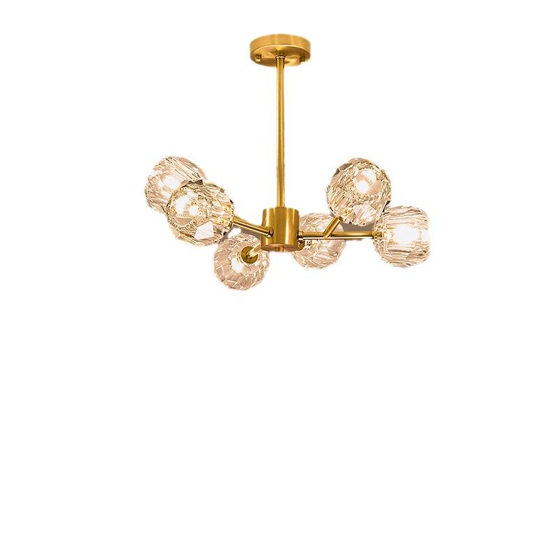 Nordic Post-Modern Copper Crystal Chandelier for Living Room or Bedroom