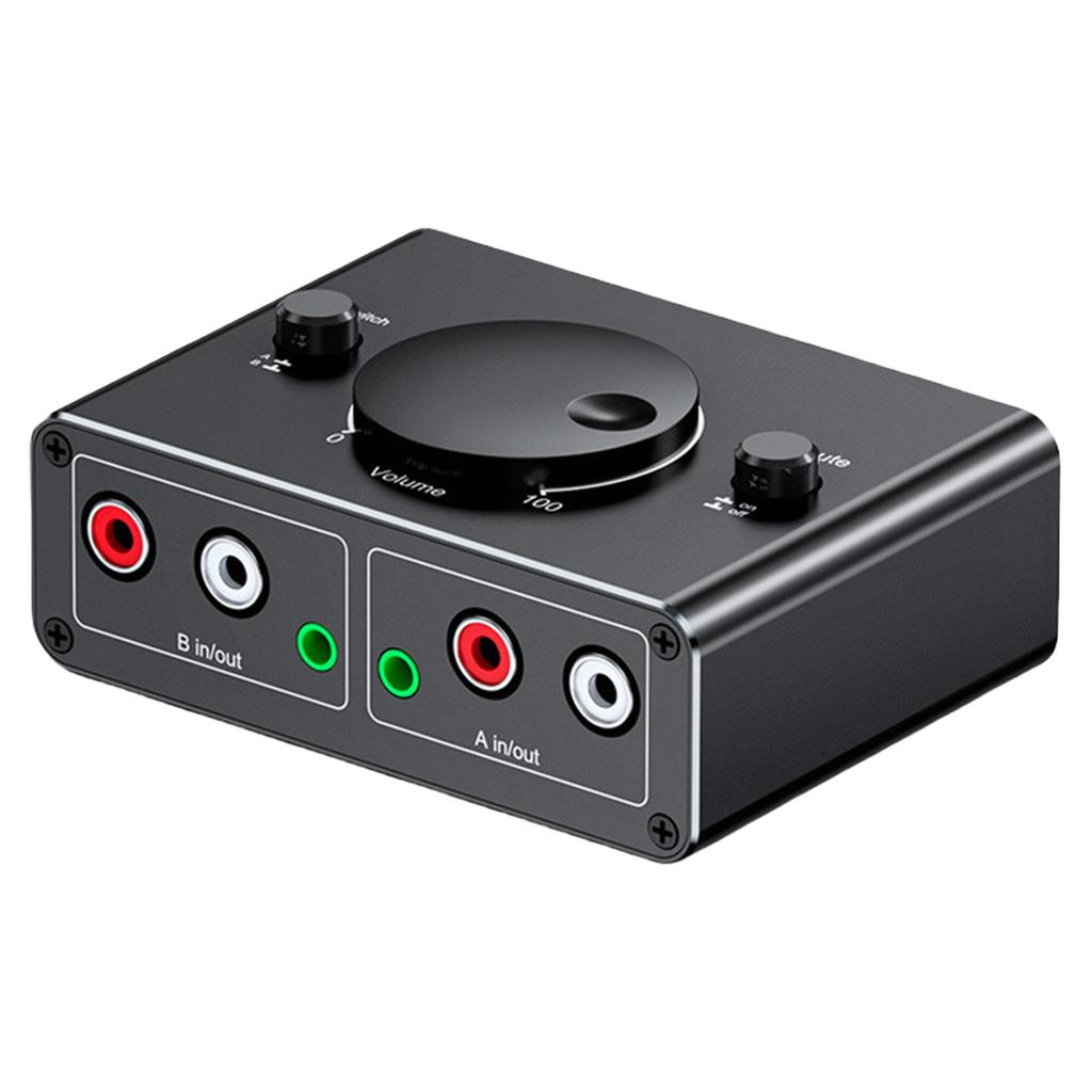 Bidirectional 3.5mm 2RCA Auditory Switcher 2 In 1 Out with Sound Control and Mute Button for Versatiled Use