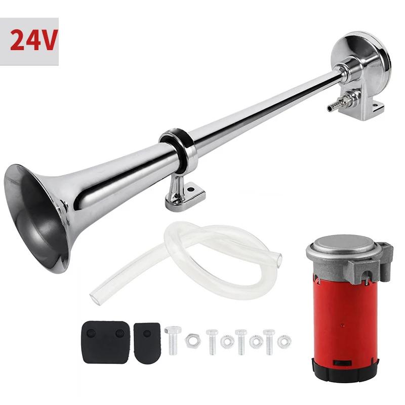 Universal 17inch Single Trumpet Car Air Horn 12V Compressor 150DB Super Loud Air Hose Car Horn Speaker for Truck Boat Motorcycle