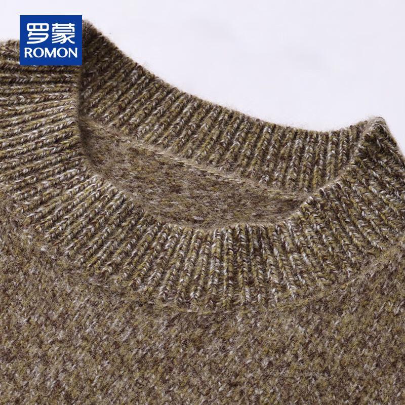 ROMON Men's 100% Pure Wool Round Neck Thick Sweater