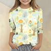 Kids Halloween Print Crew Neck Three Quarter Sleeve Casual T Shirt Top Boys Girls Comfortable Fit Lightweight Fabric