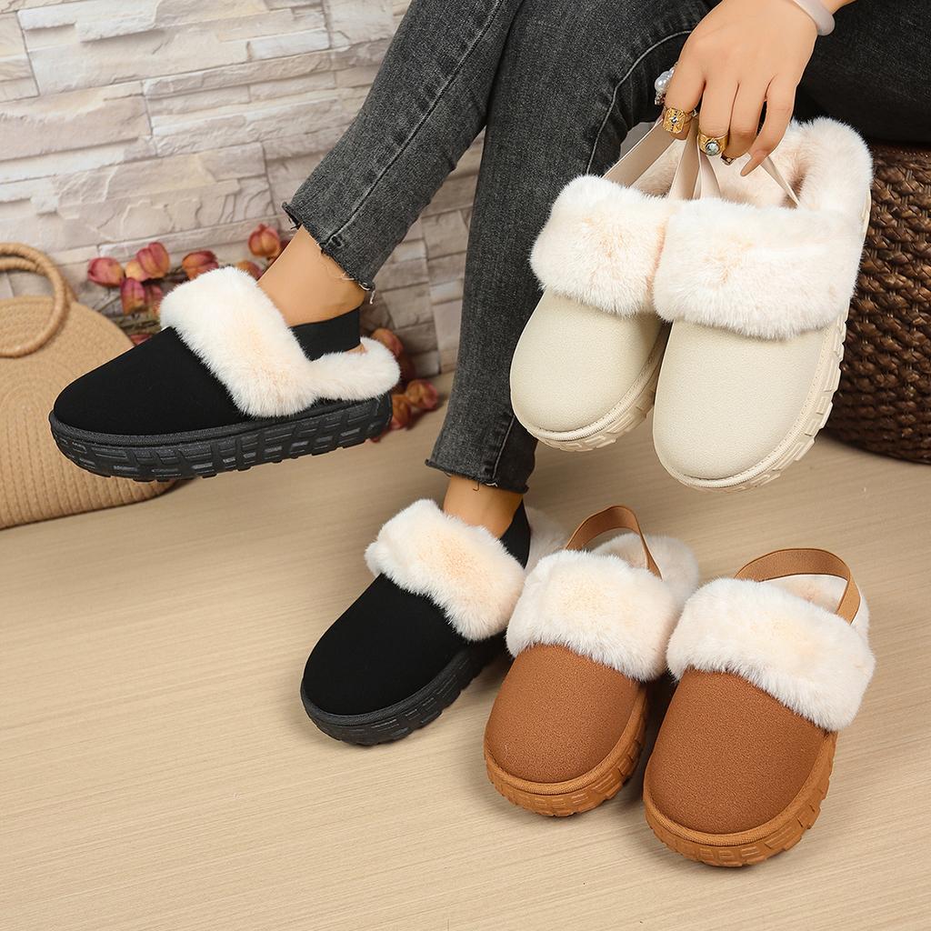 Fashion Cotton Slippers Women New Winter Furry Fashion Warm Shoes Ankles Plush Cozy Slides for Home Indoor Soft Sole Cotton Slides Women