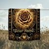 1PC Custom Name Golden Rose Romance flannel blanket versatile,all-season throw suitable for the living room,bedroom,camping,travel,and gift