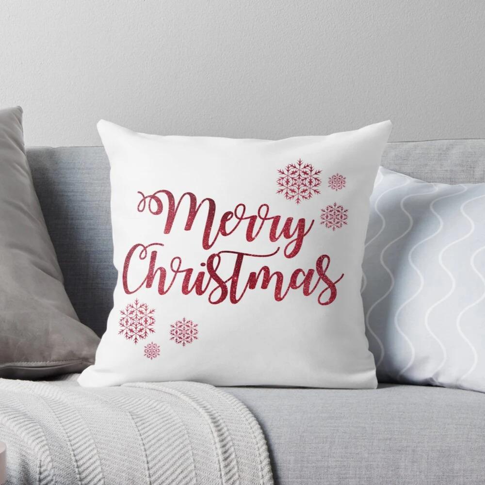 Merry Christmas Decoration Home Pillowcase Cushion Cover Holiday 40X40Cm Modern Living Room Sofa Bed Autumn Hat White