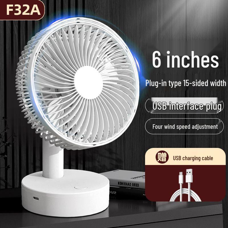 Rechargeable 8-inch USB Oscillating Desktop Fan with Ultra-Long Battery Life, Silent Operation, Strong Wind, Portable for Student Dorms.
