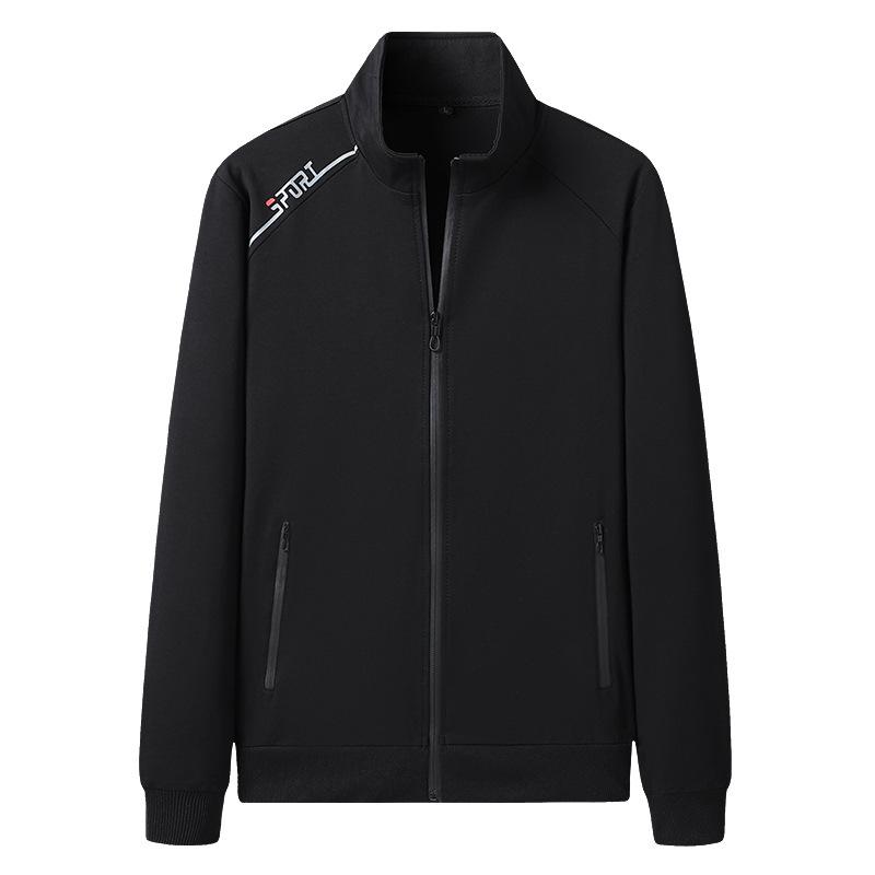 Хлопок Круглый вырез Спортивный Повседневный свитер Кардиган Пальто Мужской 6XL чёрный