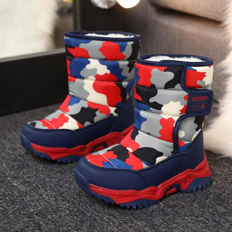 Kids Winter Boots Fashion Convenient Outdoor Thick Sole with Plush Insulation Boy's Snow Boots High Top Cotton Shoes