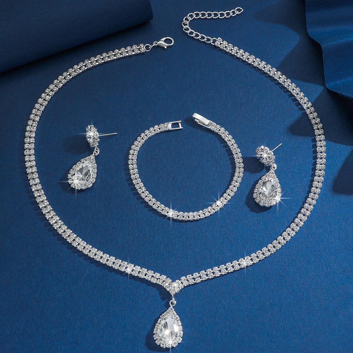 

Электронная коммерция новые модные украшения ожерелье для волос серьги браслет кольцо свадебный комплект ювелирных изделий для невесты комбинация