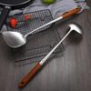Stainless Steel Ladle Strainer Scoop with Wooden Handle Frying Skimmer Kitchen Spatula Cooking Utensil for Noodles Pasta Vegetable