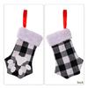 Christmas Cute for Cat Paw Plaid Tree Stocking Family Gather Party Decor