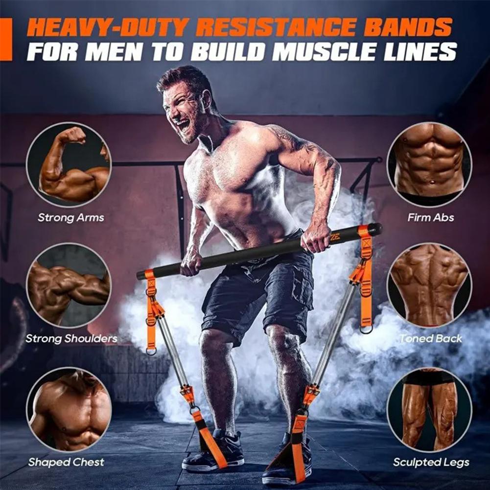 Pilates Workout Equipment with Resistance Bands Portable Weighted Exercise Pilates Bar Exercise Bands Set for Home Bodybuilding