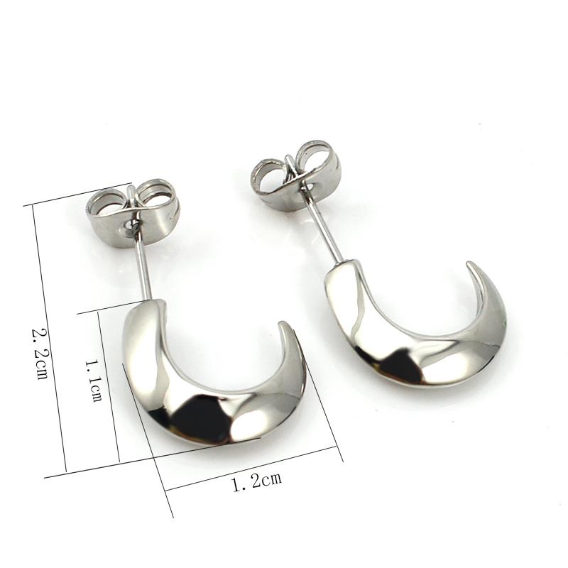 Silberfarbener Halbmond-Steckerohrring für Damen und Mädchen, Schmuck aus Edelstahl, 1 Paar