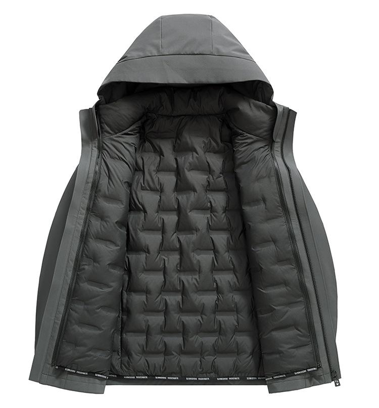 Men's Hooded Thickened Down Jacket with Detachable Liner - Warm Ski Suit for Middle-Aged and Young Adults