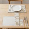 1 Set Star Moon Eid Placemat Faux Leather Embroidered Waterproof Placemat Cutlery Holder Coaster for Ramadan Dinner Home Islamic Holiday Party Decor