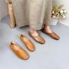 Johnature Zapatos planos poco profundos de cuero genuino con punta redonda y suela blanda, mocasines casuales de color sólido para mujer