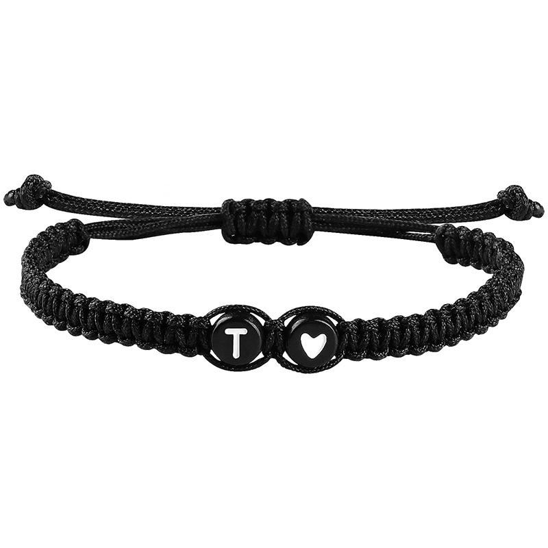 26 liter inicjał serca bransoletki ręcznie robione regulowane AZ nazwa plecione bransoletki dla kobiet mężczyzn biżuteria przyjaźni prezenty