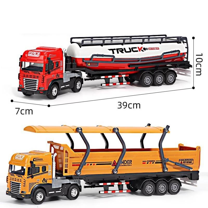 Children's Alloy Truck Transport Truck Toy Boy Engineering Trailer Tipping Bucket Oil Tank Semi-trailer Car Model