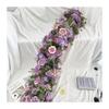 200cm champagne Atficial Flower Row Runner Elegant Center Stage Background for Wedding Party Home Decoration