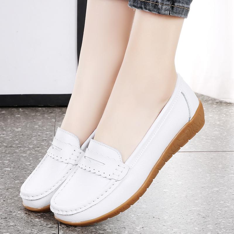 

Женские лоферы с конской пряжкой, кожаные мокасины для вождения, удобные туфли на плоской подошве, повседневные без шнуровки, бежевые, большие размеры, прогулочная минималистичная летняя женская обувь для беременных 44 белый