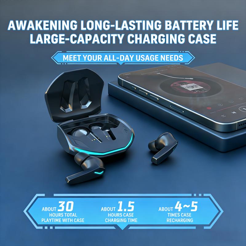 GM2 Pro TWS Bluetooth 5.3 Wireless Earphones with HD Call Mic Low Latency Game Headphones Music Sports Earbuds
