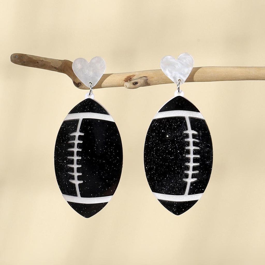 Sporty Style Double Layer Acrylic American Football Earrings for Women