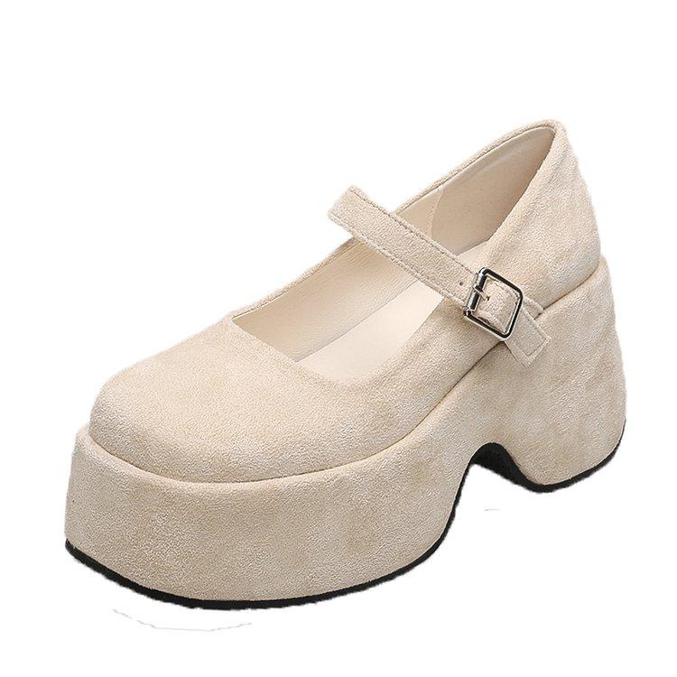 Fashion Trifle Platform Mary Jane One Buckle Wedge Heightened Shallow Heel Single