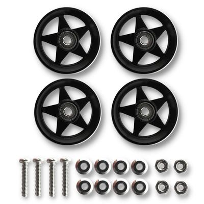 TAGATORON 19mm Aluminiowa Rolka Łożyskowa z Pierścieniem Plastikowym, Zestaw 4 sztuk (1. czarny)