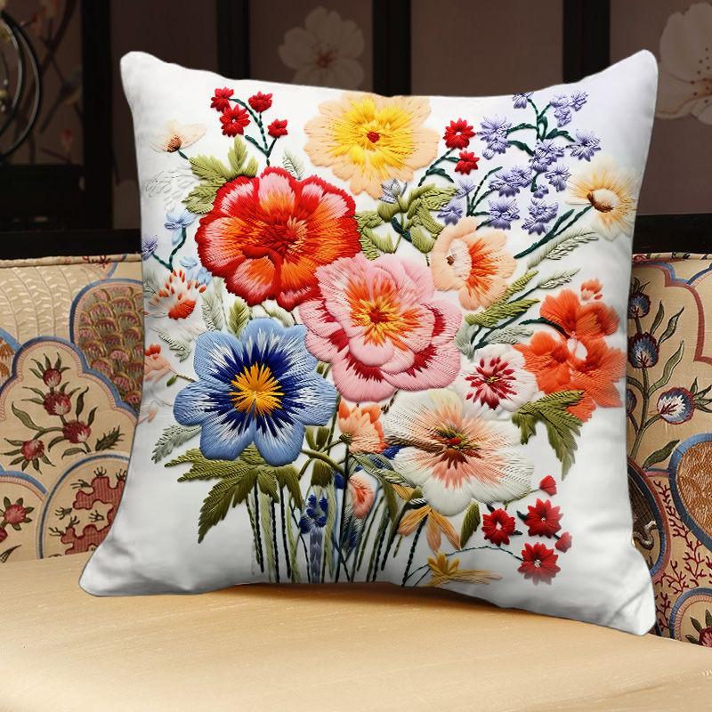 Blumen Quadratische Kissenbezug Büro Wohnzimmer Sofa Kissenbezug Bedruckt Abnehmbar Waschbar Kissenbezug