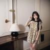 Foreign Style Polka Dot Contrasting Color Bow Neck Dress Women's Spring New Small Loose and Thin Short Skirt