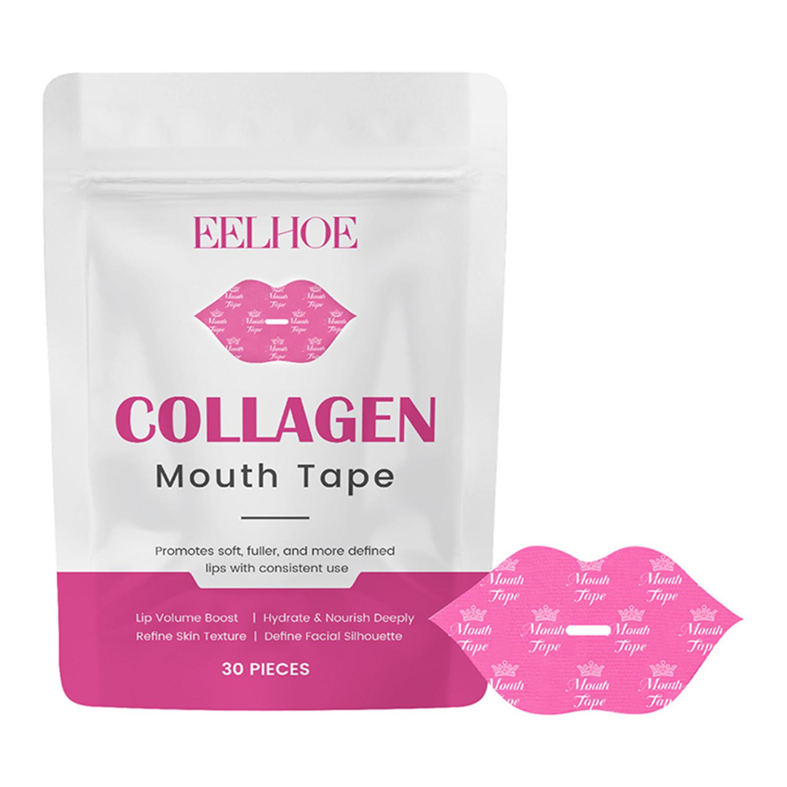 30 Stück Kollagen Beauty Tape, Tief feuchtigkeitsspendende Lippenmaske für trockene Lippen, Feuchtigkeitsspendende Lippen-Schlafmaske, Kollagen-Mundpflaster für Frauen white
