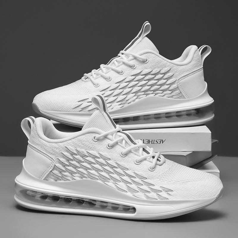 Large size casual shoes outdoor sports shoes men's lightweight air cushion low-top running shoes flying woven shock-absorbing running shoes