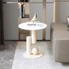 Cream-Style Sintered Stone Side Table: Minimalist Round Coffee Table for Living Room or Bedside, Light Luxury Feel.