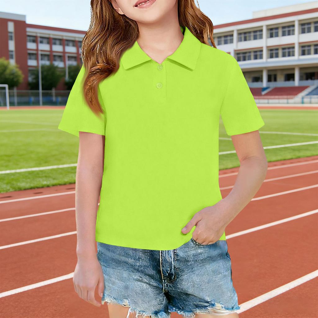 Short Sleeve Polo Shirt for Girls Classic Collar Design Breathable Lightweight Fabric Suitable for Daily Wear School Uniforms Outdoor Activities