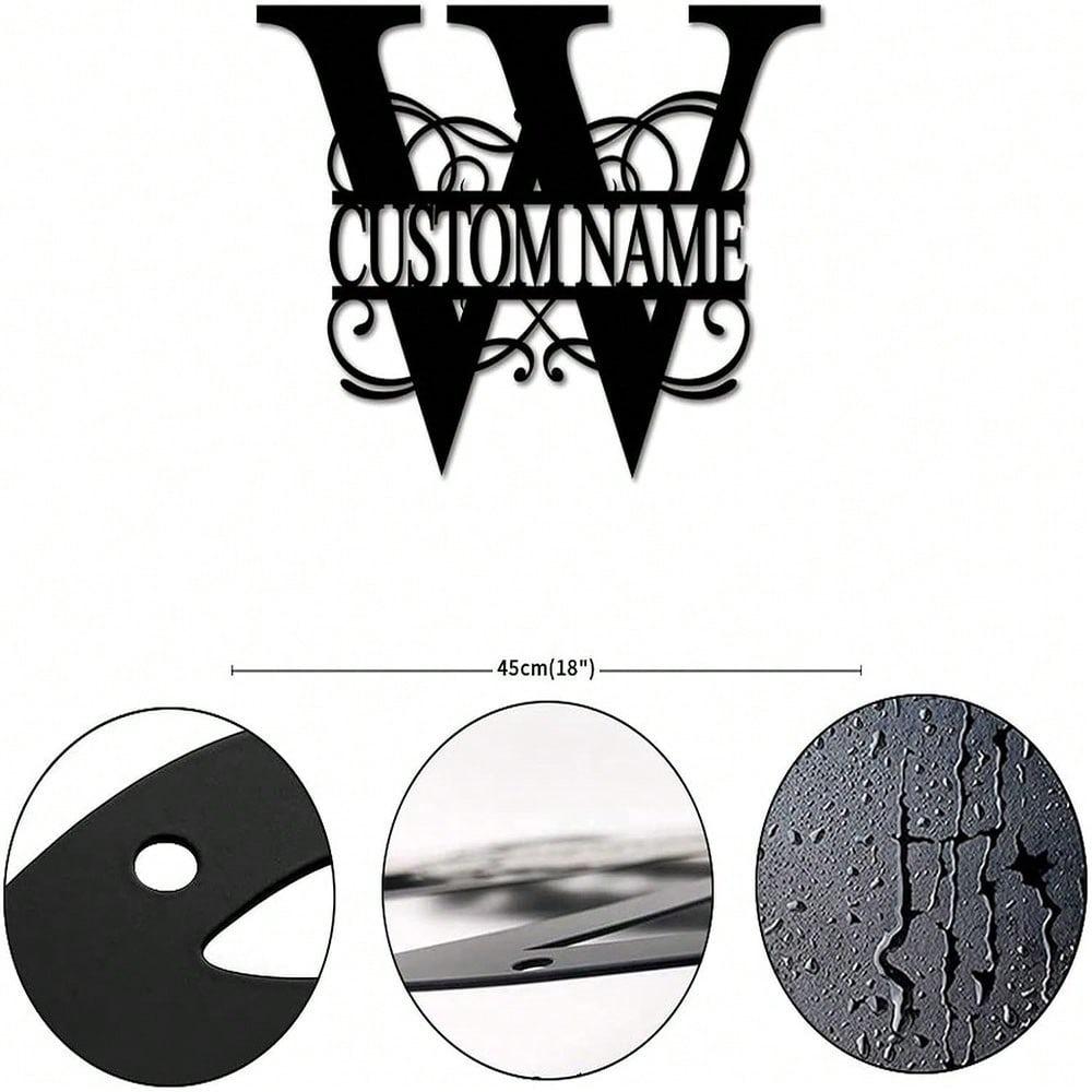 Personalized Metal Wall Art Custom Initials Family Name Light Beam Design Iron Steel Decor Home Porch Garden Gift Birthday