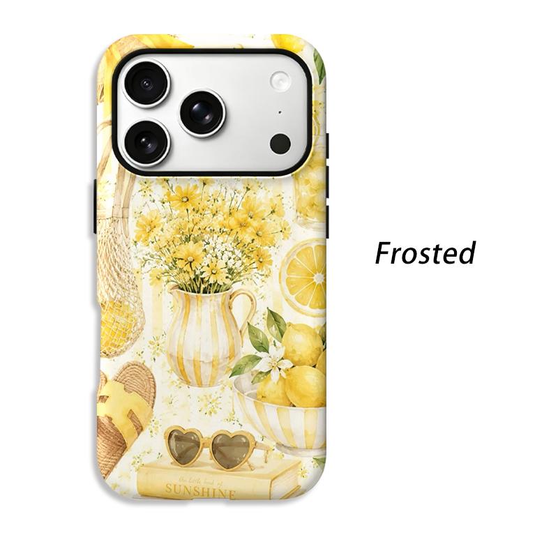 Cheerful Sunny Summer Lifestyle Yellow Floral Pattern Art Graphic Film Aesthetic Protective Shockproof Bumper Case Cover For iPhone 14 15 16ProMaxPlus