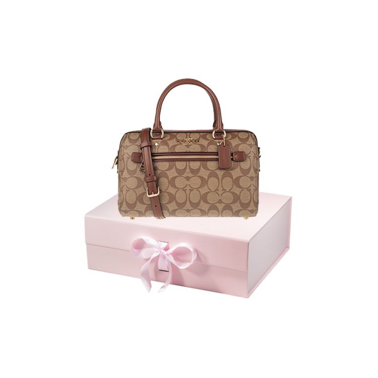 Coach Rowan 27 Printed PVC Boston Bag Women handbags Khaki 83607-IME74