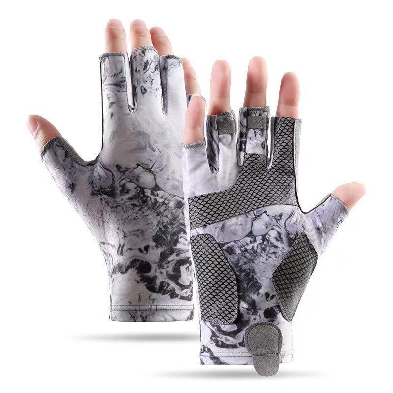 Spring & Summer Breathable Sun Protection Fishing Gloves - Anti-slip, Three-Fingerless, Thin Ice Silk, Wear-resistant Outdoor Angling Gloves