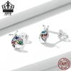 Original Sterling Silber Bunte Käfer Ohrringe mit S925 Zirkonia Insekt Design