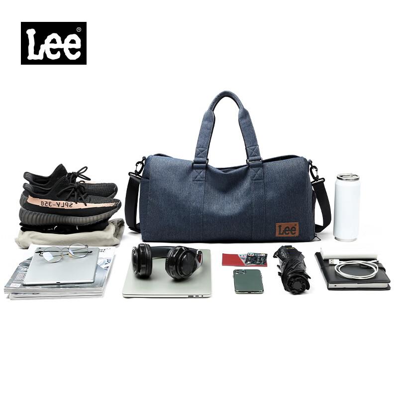 Lee Travel Bag, Large Capacity for Women, Short-Trip Travel Luggage for Men, Sports Fitness Swimming Bag, Denim Blue Large Size