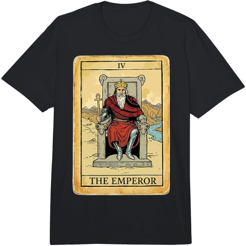 

The 4 Emperor Tarot Card IV Vintage Occult T Shirt Unisex Casual Cotton Graphic T Shirts Creative Streetwear Tops Tee Shortsleev 4XL