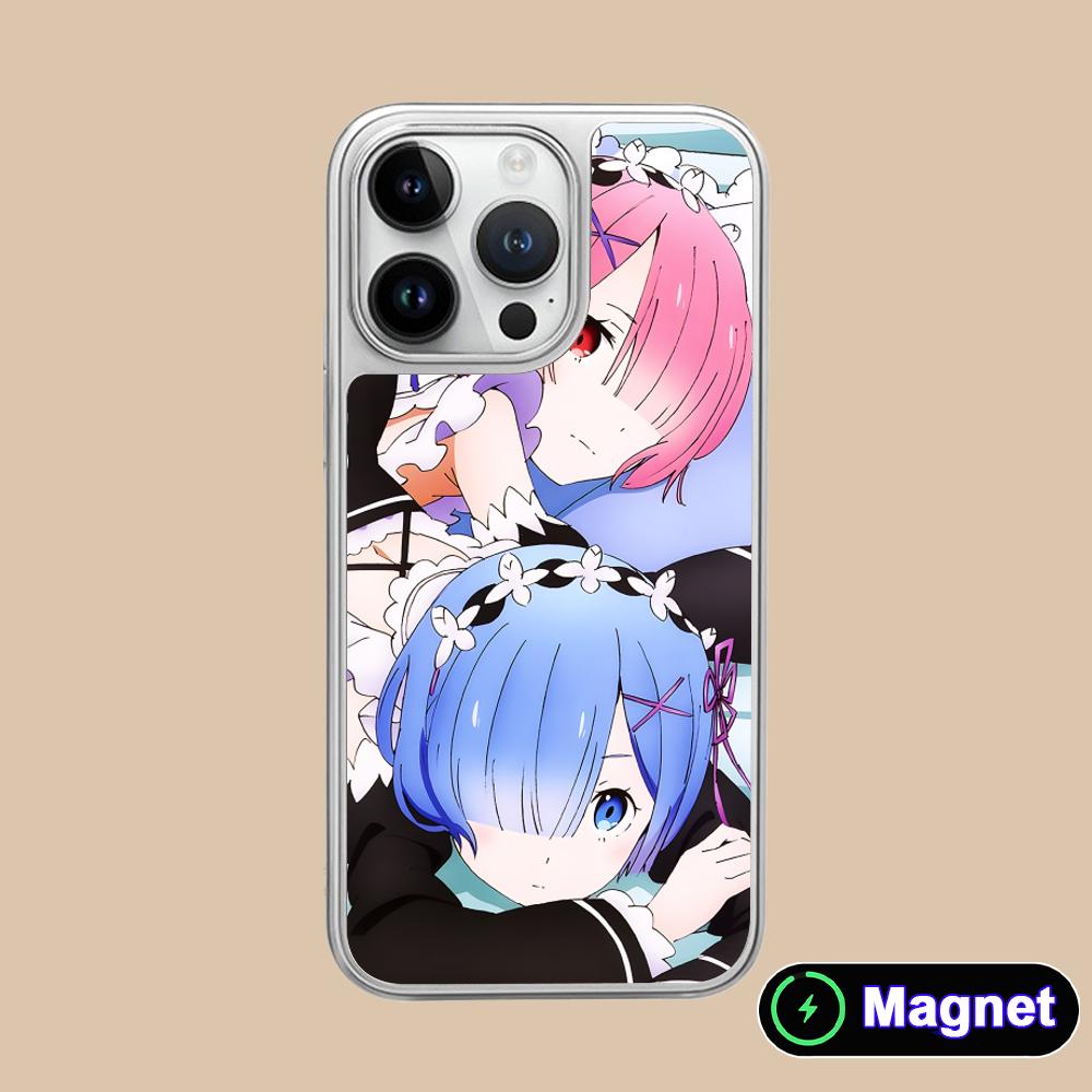 ReZero Rem Ram Silver Plating Magsafe Mobile Phone Case for iPhone 17 16 15 14 13 12 11 Air Pro Max Plus Colorful Cover