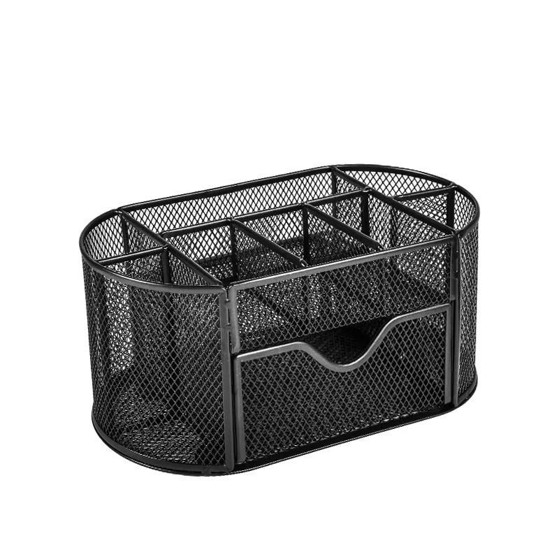 Wholesale Metal Pen Holder Creative Desktop Storage Nine Grid Multi Functional Pen Holder Storage Box Student Stationery Supplies YLE238