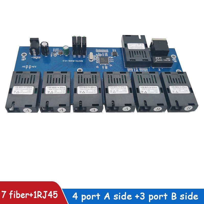 100M 7-Fiber Optic Transceiver with 1-Electric Switch